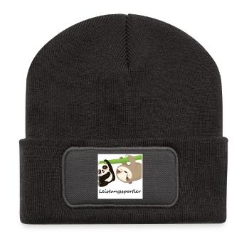 Panda und Faultier hängen ab - Leistungssportler - Recycelte Patch Beanie - Dunkelgrau - Vorne