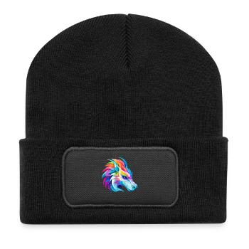 Tête de Dragon Arc-en-ciel - Beanie recyclé à patch - noir - Devant