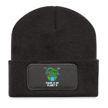 Mutter Erde Planet Statement Baum Naturschutz - Recycelte Patch Beanie - Dunkelgrau - Vorne