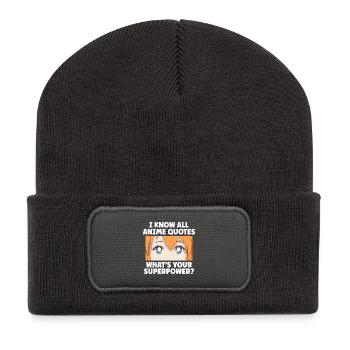 Anime Serien Design - Recycelte Patch Beanie - Dunkelgrau - Vorne