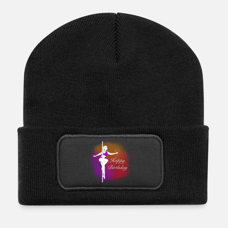 Pole Dance Birthday Farbverlauf Illustration - Recycelte Patch Beanie - Schwarz