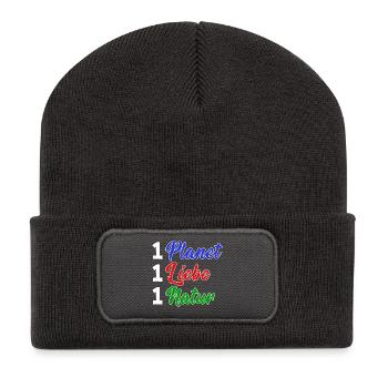 Natur Erde Umwelt Umweltfreundlich Statement - Recycelte Patch Beanie - Dunkelgrau - Vorne