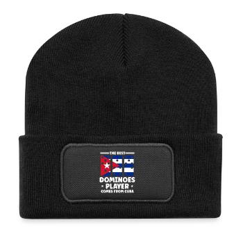 Domino Spiel Design - Recycelte Patch Beanie - Schwarz - Vorne