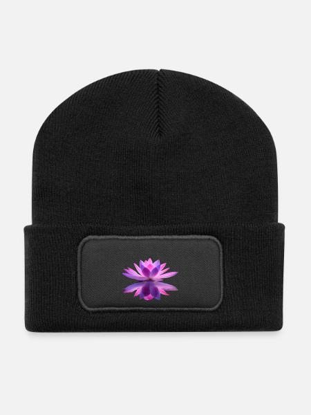 Water lily purple and pink with mirror effect - Recycled Patch Beanie - black