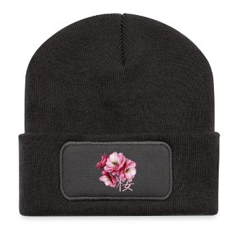 Cherry Blossom - Recycelte Patch Beanie - Dunkelgrau - Vorne