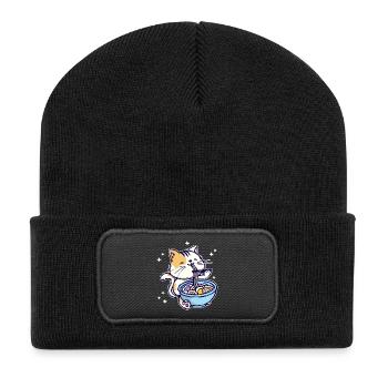 Ramen Anime Manga Comic Cat Animation Japan - Recycled Patch Beanie - black - Front