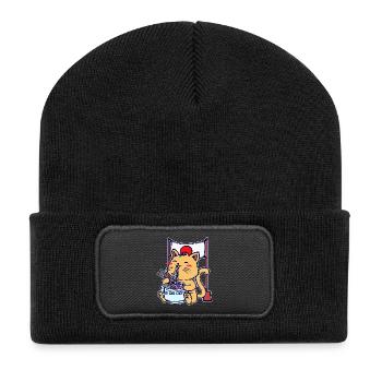 Anime Ramen Cat Mangastyle Japonais Comic Manga - Beanie recyclé à patch - noir - Devant