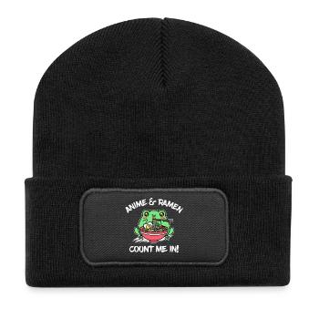 Anime Ramen Japan Statement Cartoon Comic - Recycled Patch Beanie - black - Front