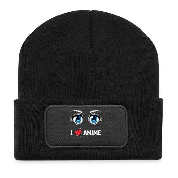 Manga Heart I Love Anime Statement Japan Comic - Recycled Patch Beanie - black - Front