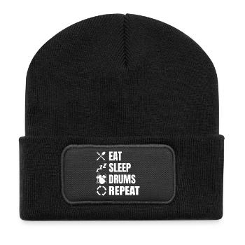 Manger des tambours de sommeil Répéter - Beanie recyclé à patch - noir - Devant