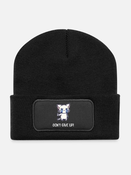 Zeichentrick Anime Katze Statement Trickfilm Manga - Recycelte Patch Beanie - Schwarz