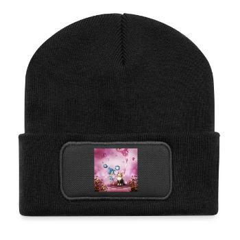 Sweet fairy is playing with cute cat - Recycled Patch Beanie - black - Front