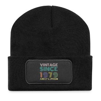 1979 Vintage - Recycelte Patch Beanie - Schwarz - Vorne