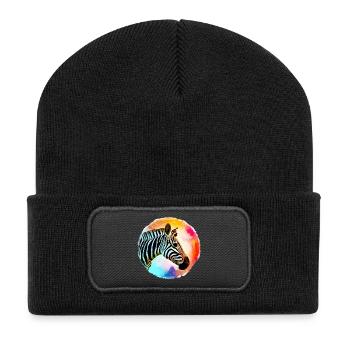 Zebra - Recycelte Patch Beanie - Schwarz - Vorne