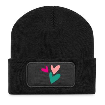 PAAR. GERADE VERHEIRATET. Junggesellinnenabschied. HEILIGER VALENTINSTAG. MARIES - Recycelte Patch Beanie - Schwarz - Vorne