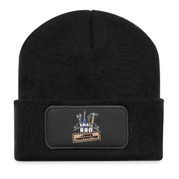 Bruderherz Statement Stolzer Großer Bruder Bro - Recycelte Patch Beanie - Schwarz - Vorne
