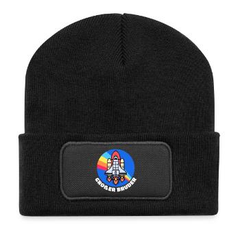 Stolzer Großer Bruder Bro Statement Geschwister - Recycelte Patch Beanie - Schwarz - Vorne