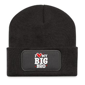 Big Brother Frère Amour Coeur Déclaration - Beanie recyclé à patch - charbon - Devant
