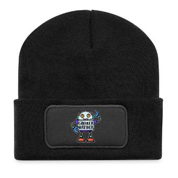 Bruderherz Statement Geschwister Großer Bruder - Recycelte Patch Beanie - Schwarz - Vorne