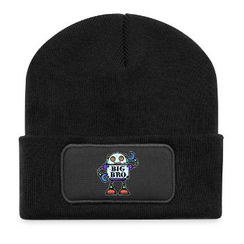 Großer Bruder Bro Geschwister Statement Bruderherz - Recycelte Patch Beanie - Schwarz - Vorne