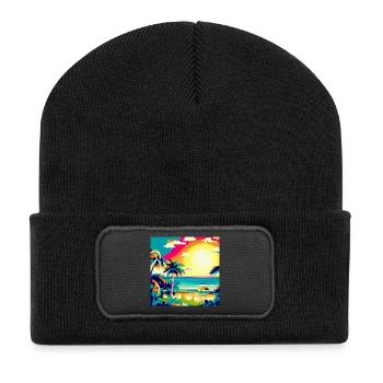 City Pop Sunset - Recycled Patch Beanie - black - Front