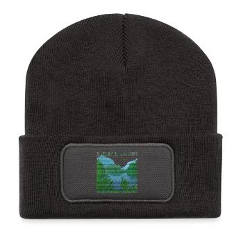 La nature appelle l’effet de jute de paysage fluvial - Beanie recyclé à patch - charbon - Devant