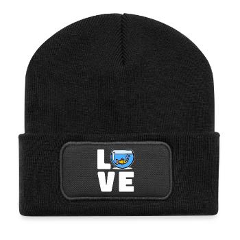 Goldfish Aquarium Dire animaux de compagnie animal préféré - Beanie recyclé à patch - noir - Devant