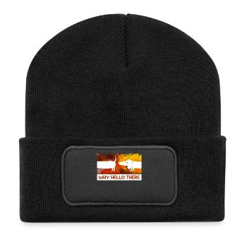 Tiere Statement Haustiere Kuscheltier Hund - Recycelte Patch Beanie - Schwarz - Vorne