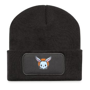 Lapin, animaux domestiques, animal préféré, peluche - Beanie recyclé à patch - charbon - Devant