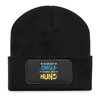 Hund Statement Haustiere Kuscheltier Lieblingstier - Recycelte Patch Beanie - Schwarz - Vorne