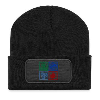 Nation symbols logo of the four forces square - Recycled Patch Beanie - black - Front