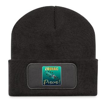 FUNNY BIRTHDAY ZODIAC SIGN PISCES - Recycled Patch Beanie - dark grey - Front