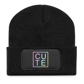 CUTE Pastel Gradient Letters - Recycled Patch Beanie - black - Front