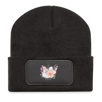 Composition of water lilies and hydrangea flowers - Recycled Patch Beanie - dark grey - Front