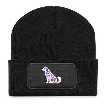 Lieblingstier Statement Hund Haustiere Kuscheltier - Recycelte Patch Beanie - Schwarz - Vorne
