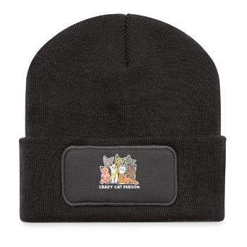 Cat Statement Stuffed Animal Pets Pet - Recycled Patch Beanie - dark grey - Front