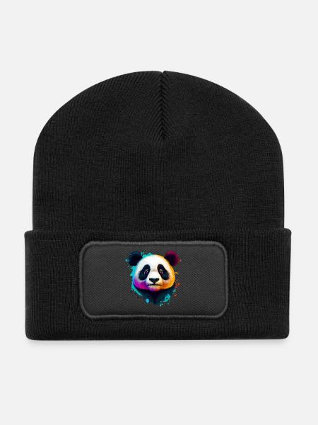 Panda - Recycelte Patch Beanie - Schwarz