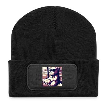 Teddy Manga II - Recycelte Patch Beanie - Schwarz - Vorne