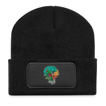 Nachhaltigkeit Umwelt Umweltschützer Baum Erde - Recycelte Patch Beanie - Schwarz - Vorne