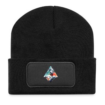 Aventuriers sur la chaîne de montagnes géométrique - Beanie recyclé à patch - noir - Devant