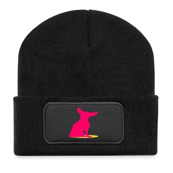 Chihuahua Hunde PINK - Recycelte Patch Beanie - Schwarz - Vorne