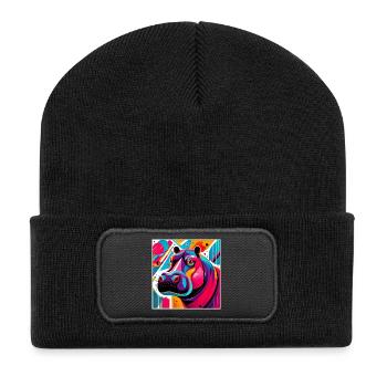 Nilpferd - Recycelte Patch Beanie - Schwarz - Vorne
