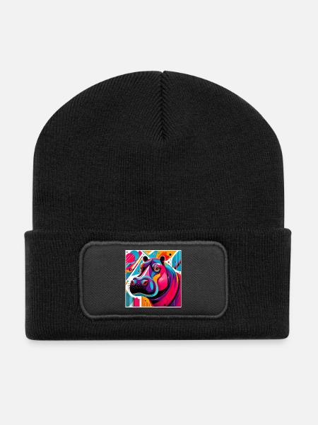Hippopotamus - Recycled Patch Beanie - black