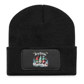 FROHE WEIHNACHTEN - Recycelte Patch Beanie - Schwarz - Vorne