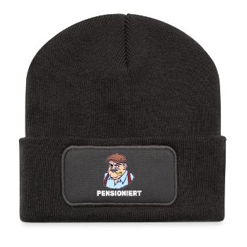 Pensionist Statement Senior Pensionär Abschied - Recycelte Patch Beanie - Dunkelgrau - Vorne