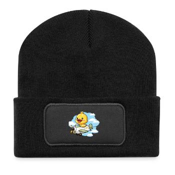 Cute Duck Aviator Design - Recycled Patch Beanie - black - Front
