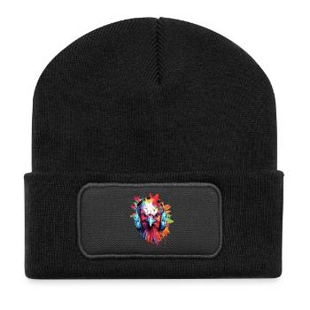 Poulet Coq Avec Casque Musique Poules Poulets - Beanie recyclé à patch - noir - Devant