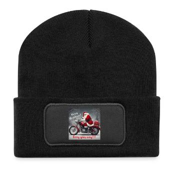 Santa Claus on a motorbike - Recycled Patch Beanie - black - Front