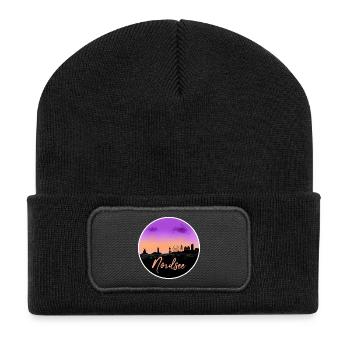 Nordsee Fineline Skyline - Recycelte Patch Beanie - Schwarz - Vorne