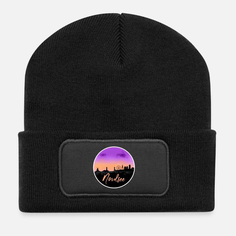 Nordsee Fineline Skyline - Recycelte Patch Beanie - Schwarz